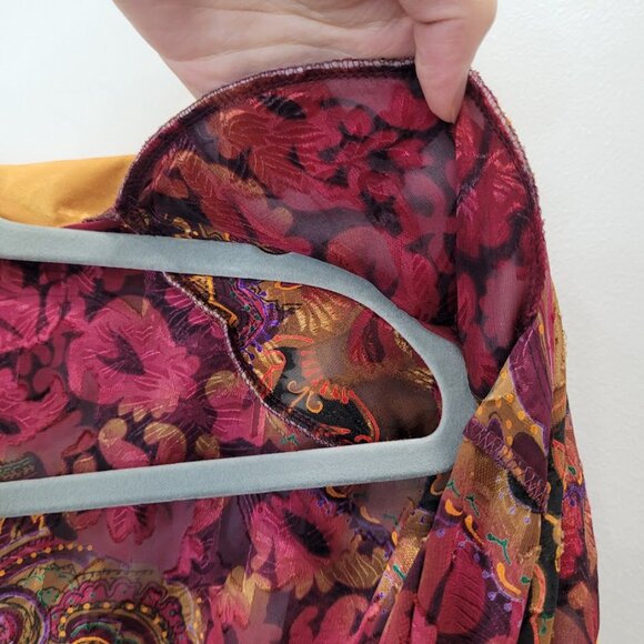 Victoria's Secret Robe Gold Tag Sheer Maroon Paisley Gold Cover-Up One Size O/S - Picture 10 of 12